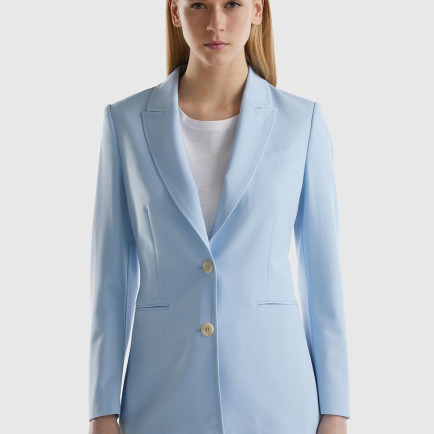 Kadın Açık Mavi Maskulen Kesim Önü Düğmeli Yalancı Kruvaze Ceket Kadın Açık Mavi Maskulen Kesim Önü Düğmeli Yalancı Kruvaze Ceket