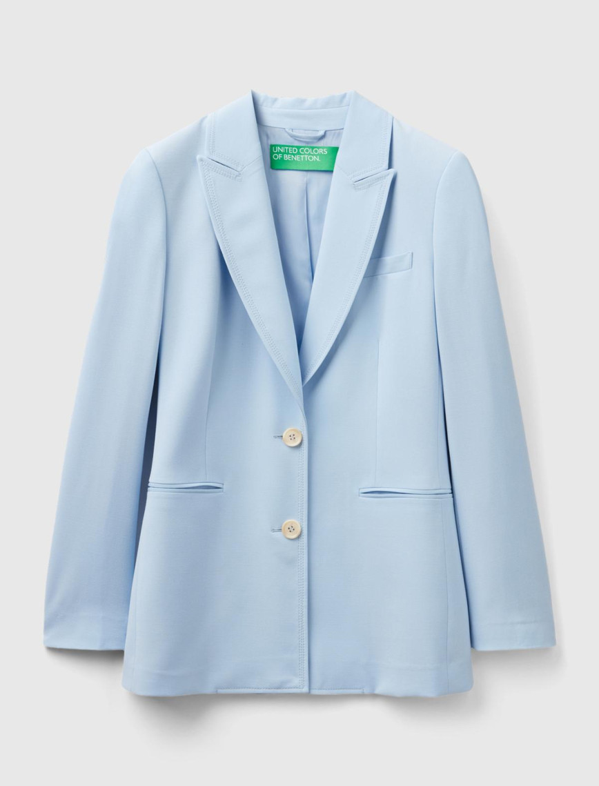 Kadın Açık Mavi Maskulen Kesim Önü Düğmeli Yalancı Kruvaze Ceket Kadın Açık Mavi Maskulen Kesim Önü Düğmeli Yalancı Kruvaze Ceket