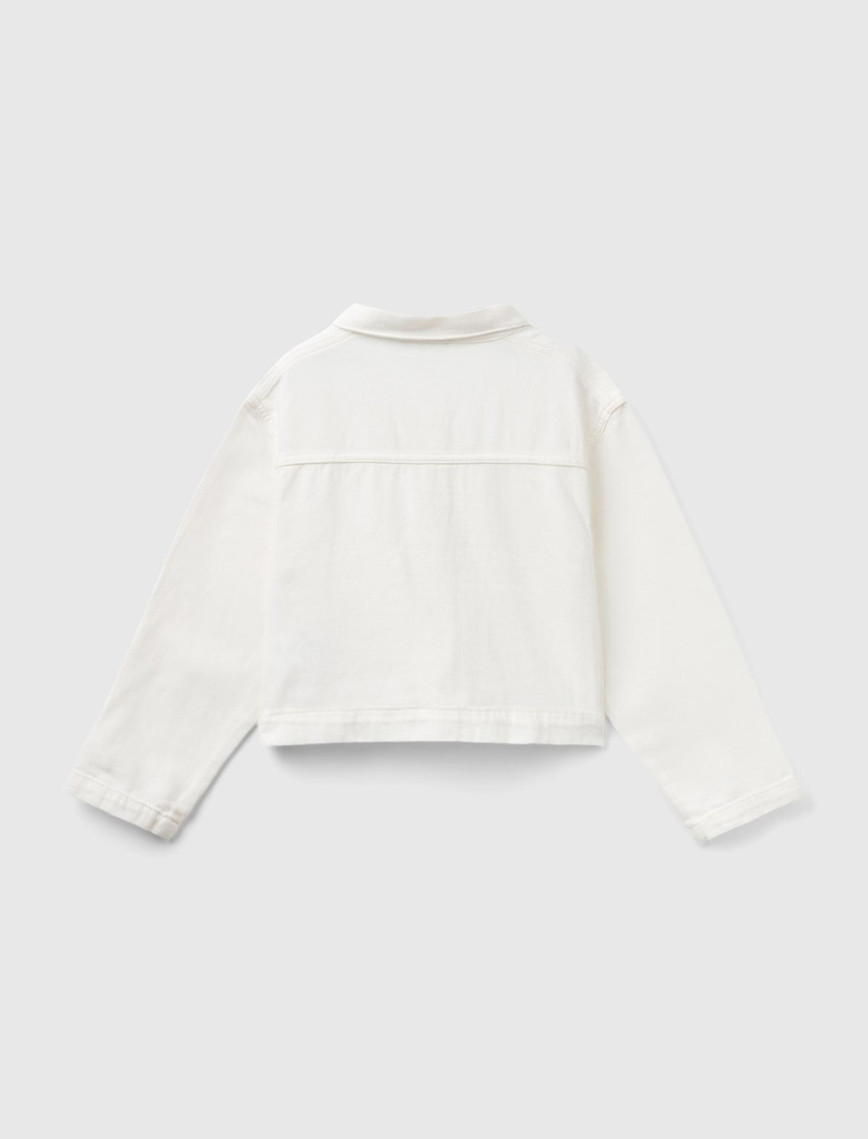 Kız Çocuk Krem Önü Yama Cepli Düğmeli Crop Ceket Kız Çocuk Krem Önü Yama Cepli Düğmeli Crop Ceket