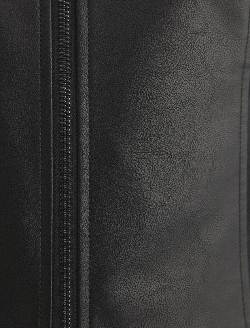 Mavi Siyah Suni Deri Ceket Fitted / Vücuda Oturan Kesim 1110598-900 Mavi Siyah Suni Deri Ceket Fitted / Vücuda Oturan Kesim 1110598-900