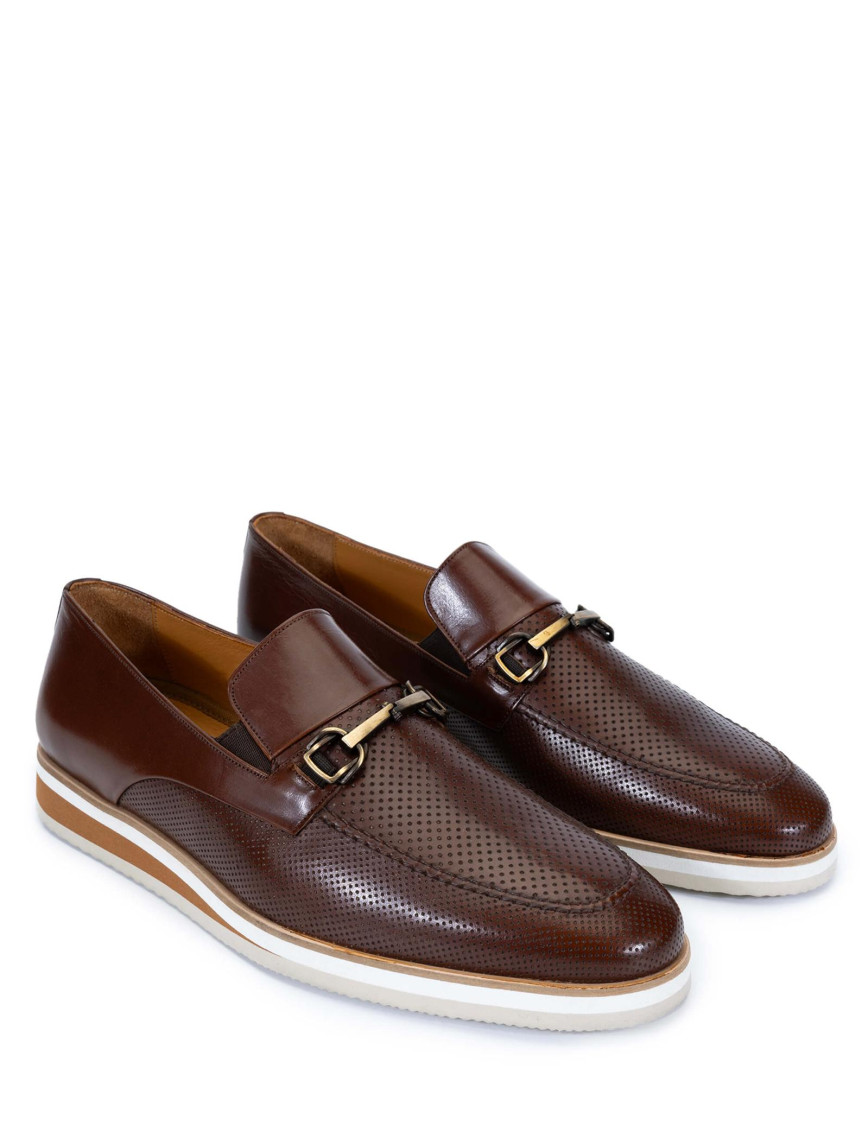 Tamer Tanca Erkek Hakiki Deri Taba Bufalo Loafer Ayakkabı