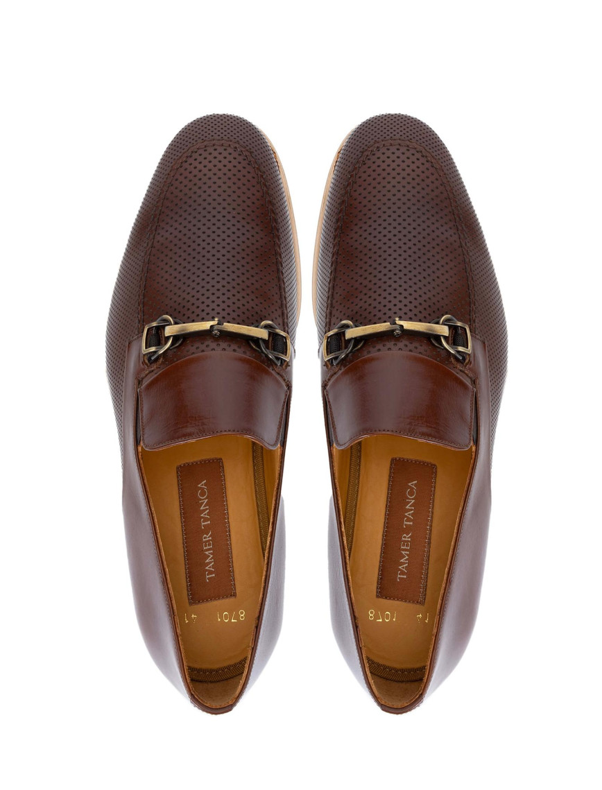 Tamer Tanca Erkek Hakiki Deri Taba Bufalo Loafer Ayakkabı