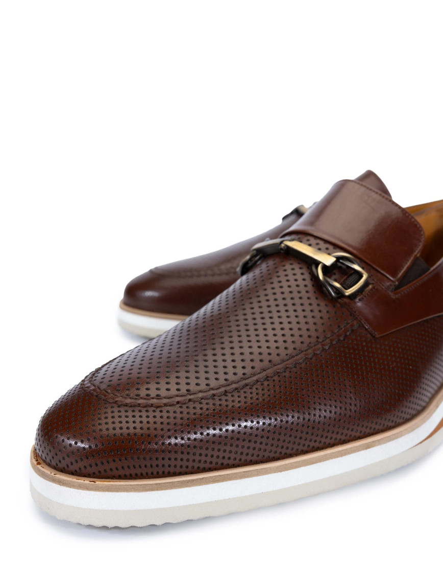 Tamer Tanca Erkek Hakiki Deri Taba Bufalo Loafer Ayakkabı