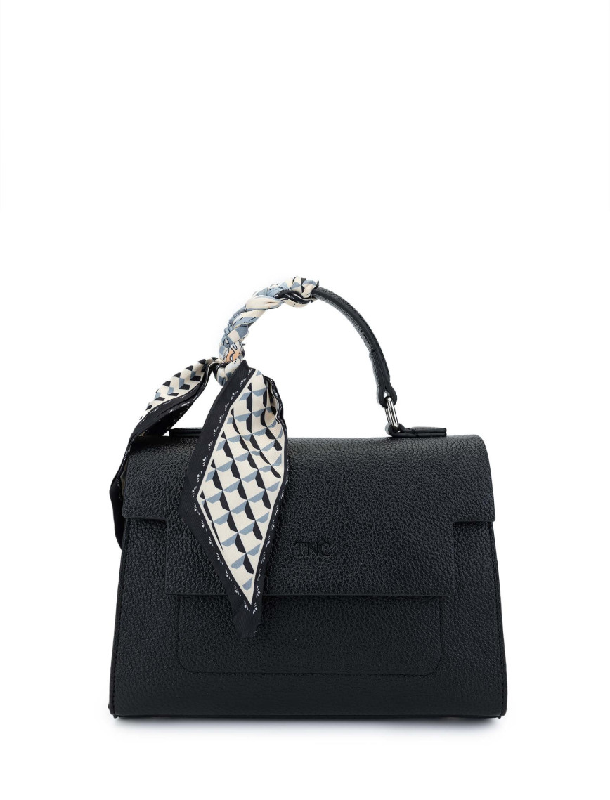 Tamer Tanca Kadın Vegan Siyah Deri Kol Çantası Tamer Tanca Kadın Vegan Siyah Deri Kol Çantası