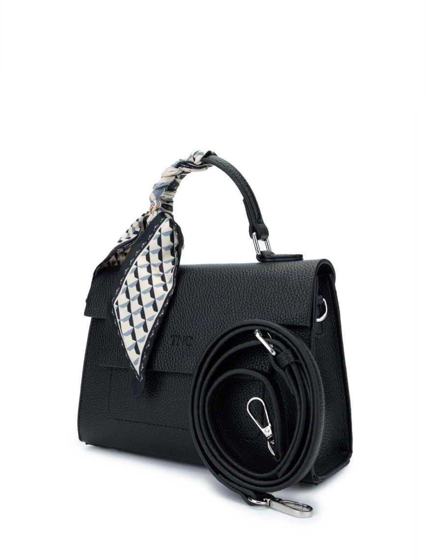 Tamer Tanca Kadın Vegan Siyah Deri Kol Çantası Tamer Tanca Kadın Vegan Siyah Deri Kol Çantası