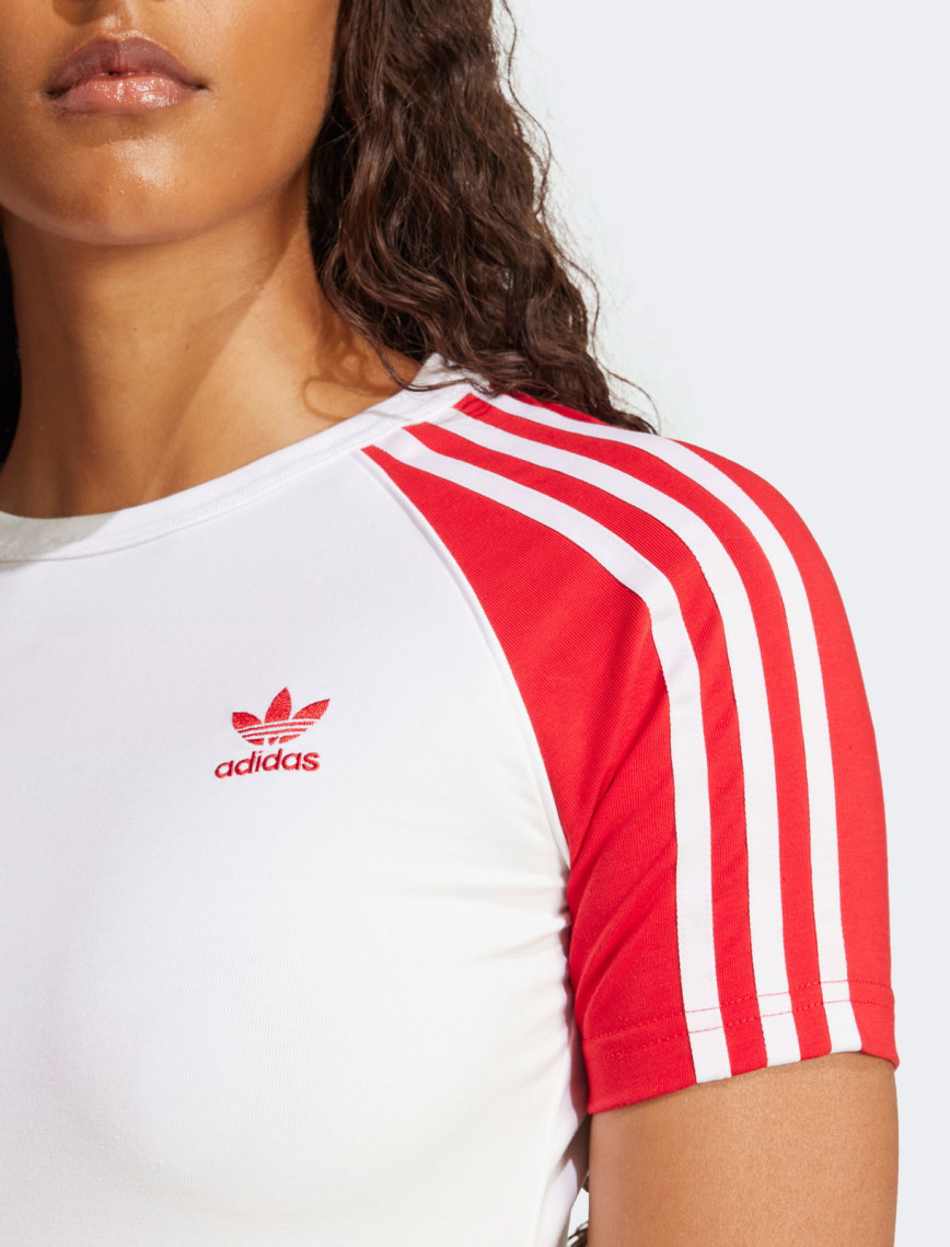 adidas Adicolor 3 Stripe Raglan Kadın Beyaz T-Shirt adidas Adicolor 3 Stripe Raglan Kadın Beyaz T-Shirt