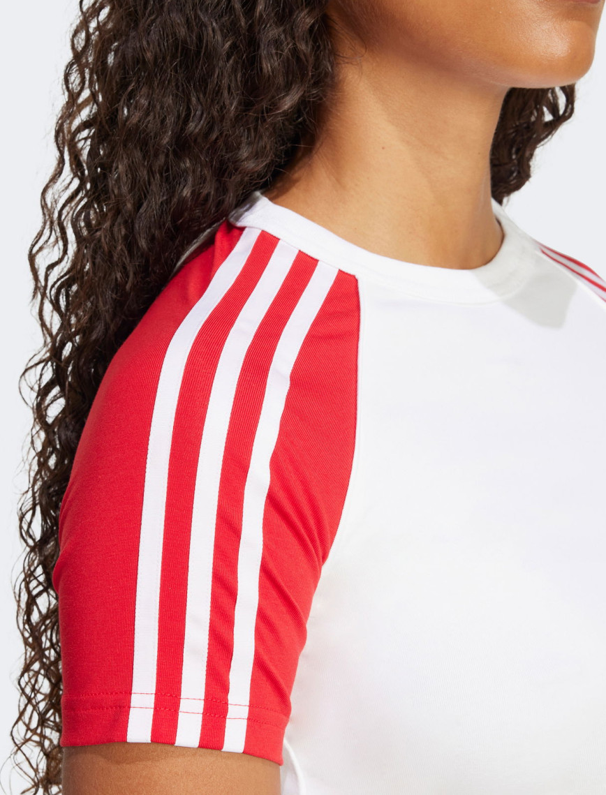 adidas Adicolor 3 Stripe Raglan Kadın Beyaz T-Shirt adidas Adicolor 3 Stripe Raglan Kadın Beyaz T-Shirt