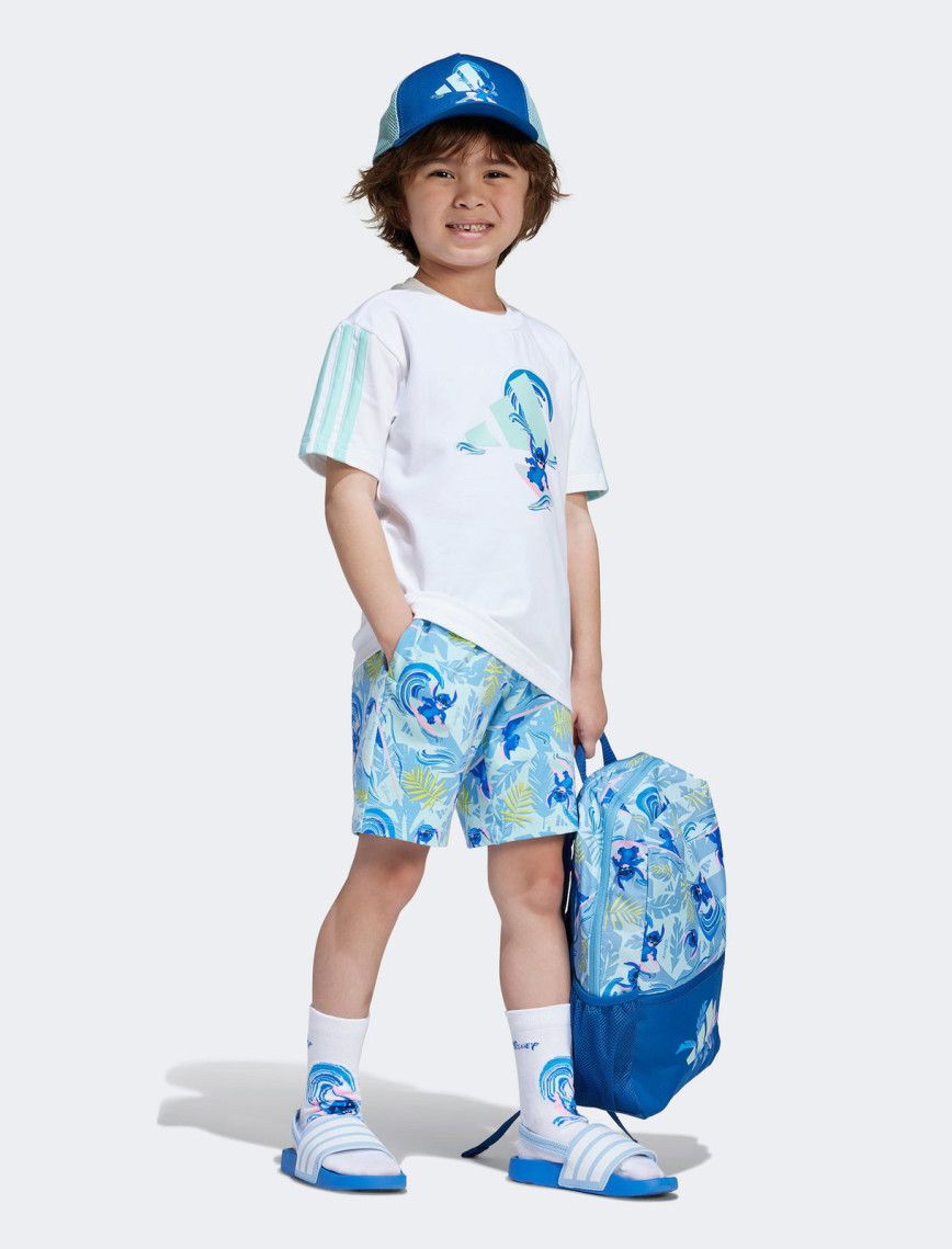adidas Disney Lilo&Stich Çocuk Beyaz/Mavi Şort Takımı adidas Disney Lilo&Stich Çocuk Beyaz/Mavi Şort Takımı