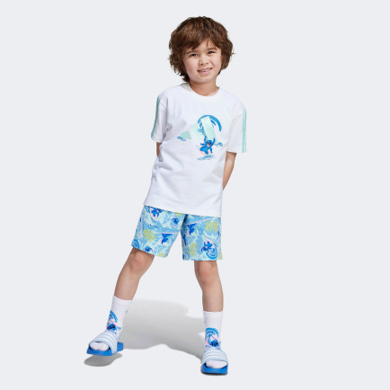 adidas Disney Lilo&Stich Çocuk Beyaz/Mavi Şort Takımı adidas Disney Lilo&Stich Çocuk Beyaz/Mavi Şort Takımı