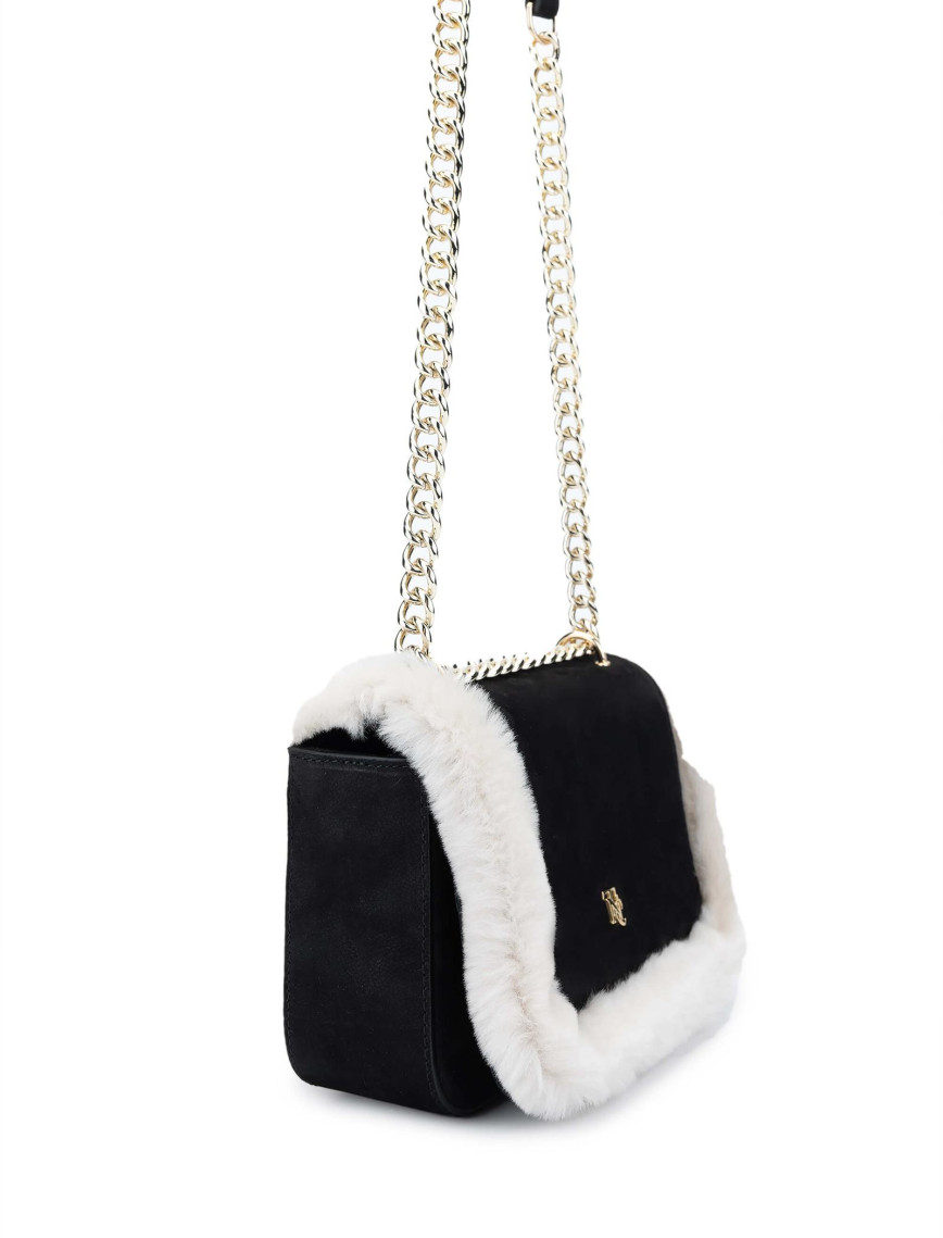 Tamer Tanca Kadın Hakiki Deri Siyah Nubuk Omuz Çanta