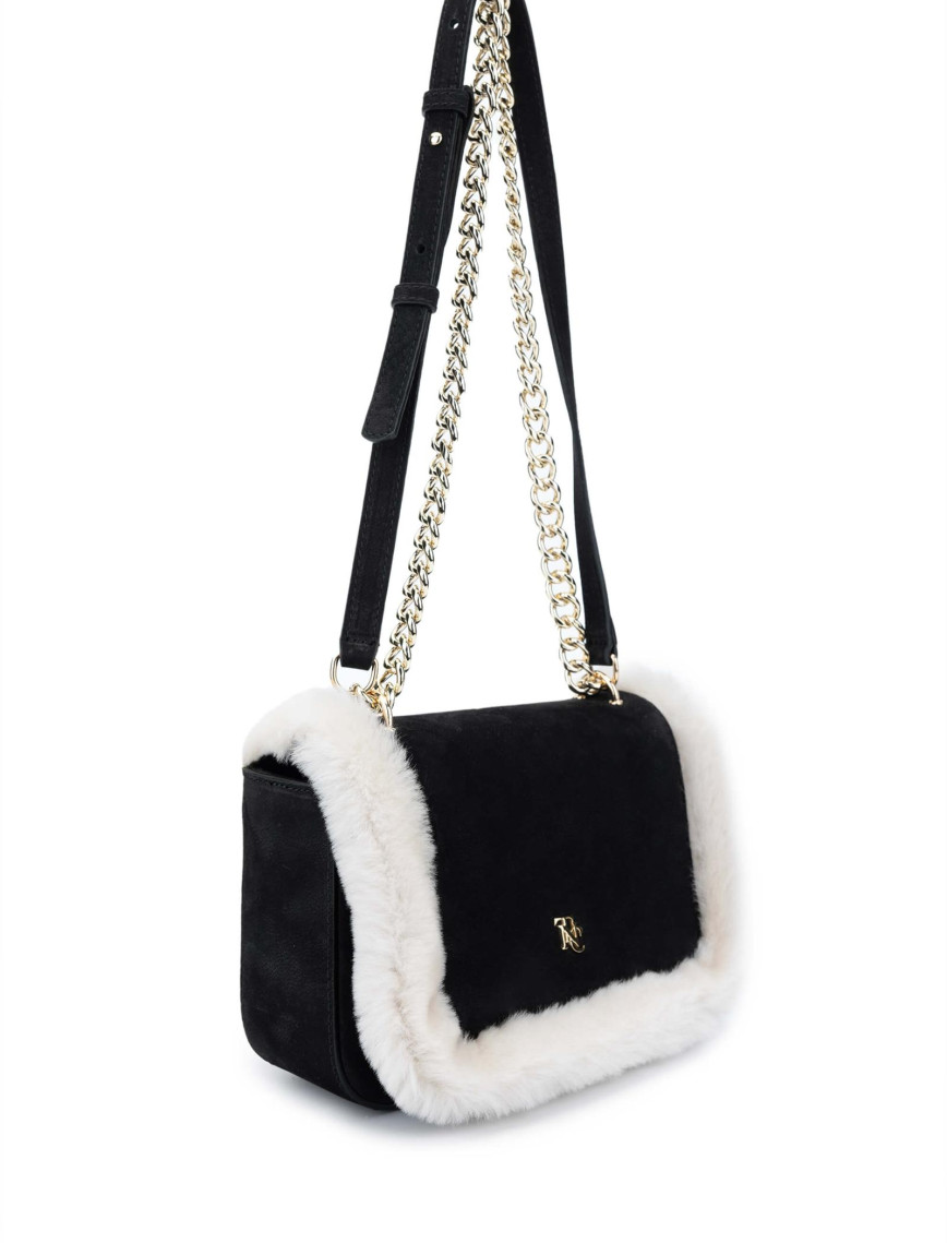 Tamer Tanca Kadın Hakiki Deri Siyah Nubuk Omuz Çanta