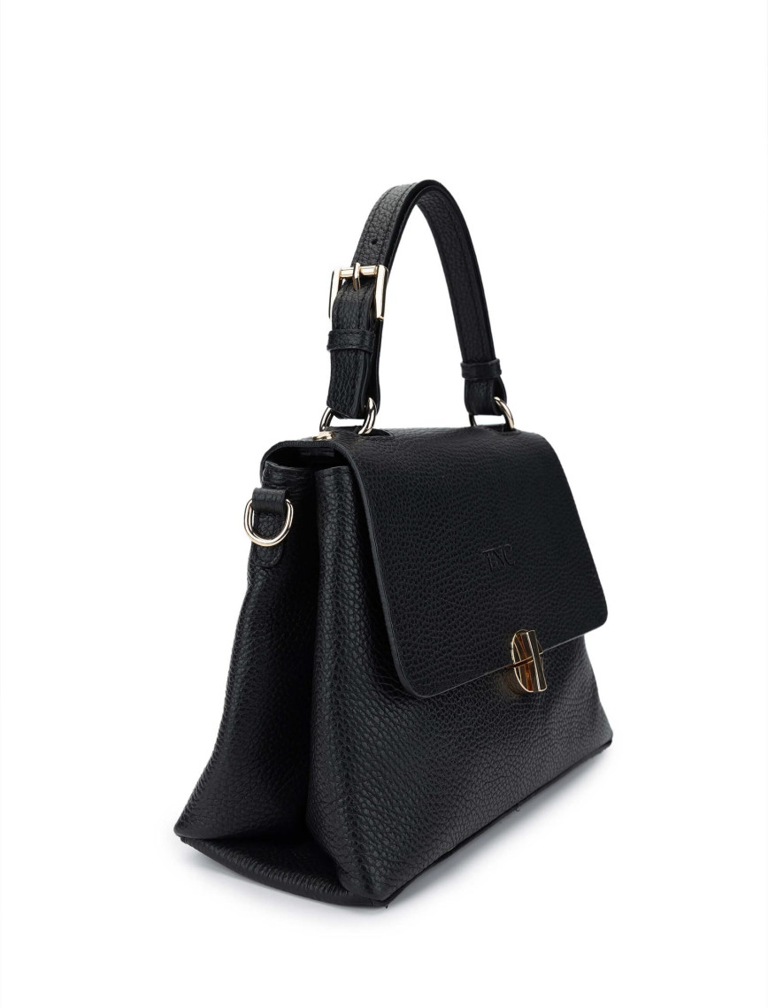 Tamer Tanca Kadın Hakiki Deri Siyah Floter Omuz Çanta