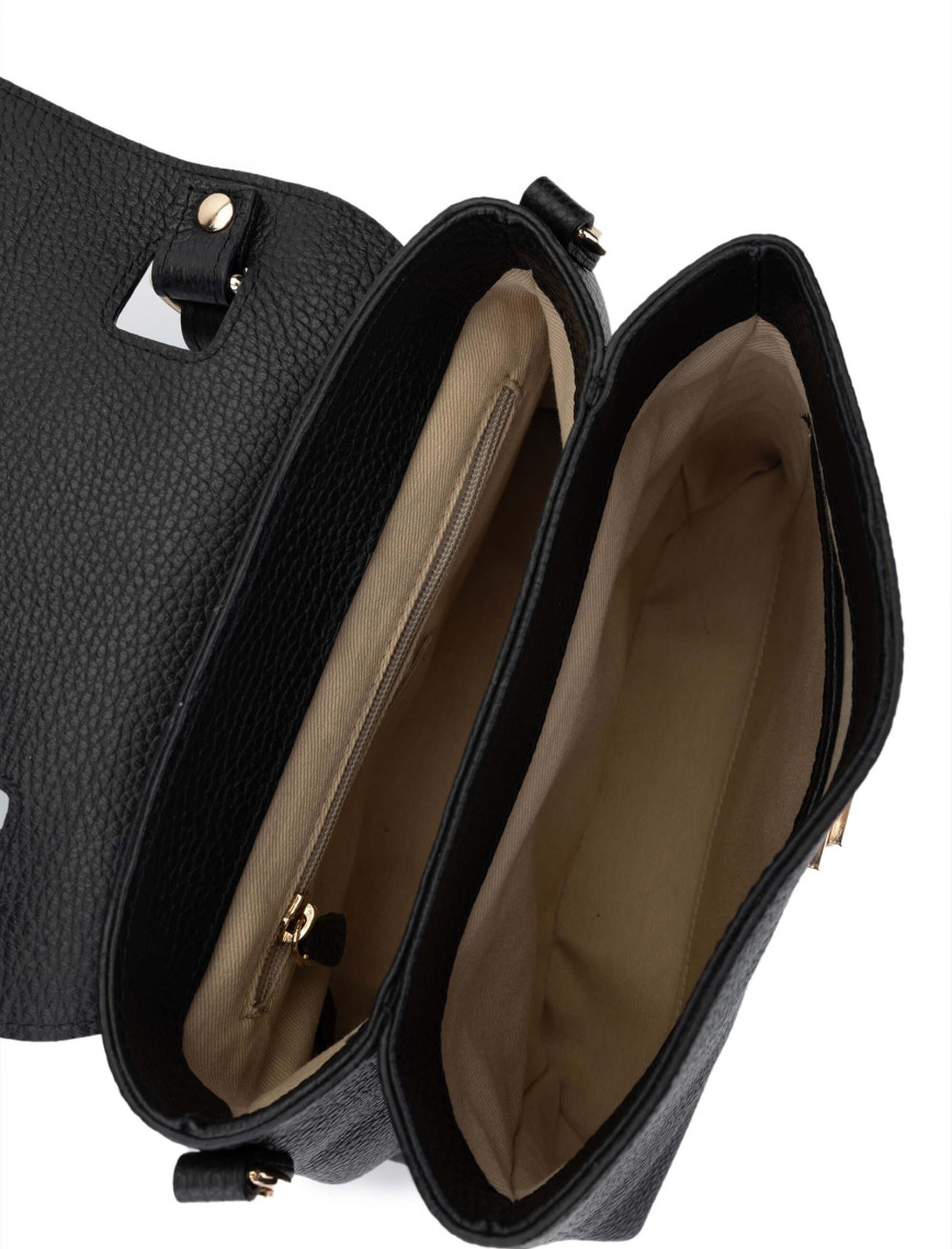 Tamer Tanca Kadın Hakiki Deri Siyah Floter Omuz Çanta