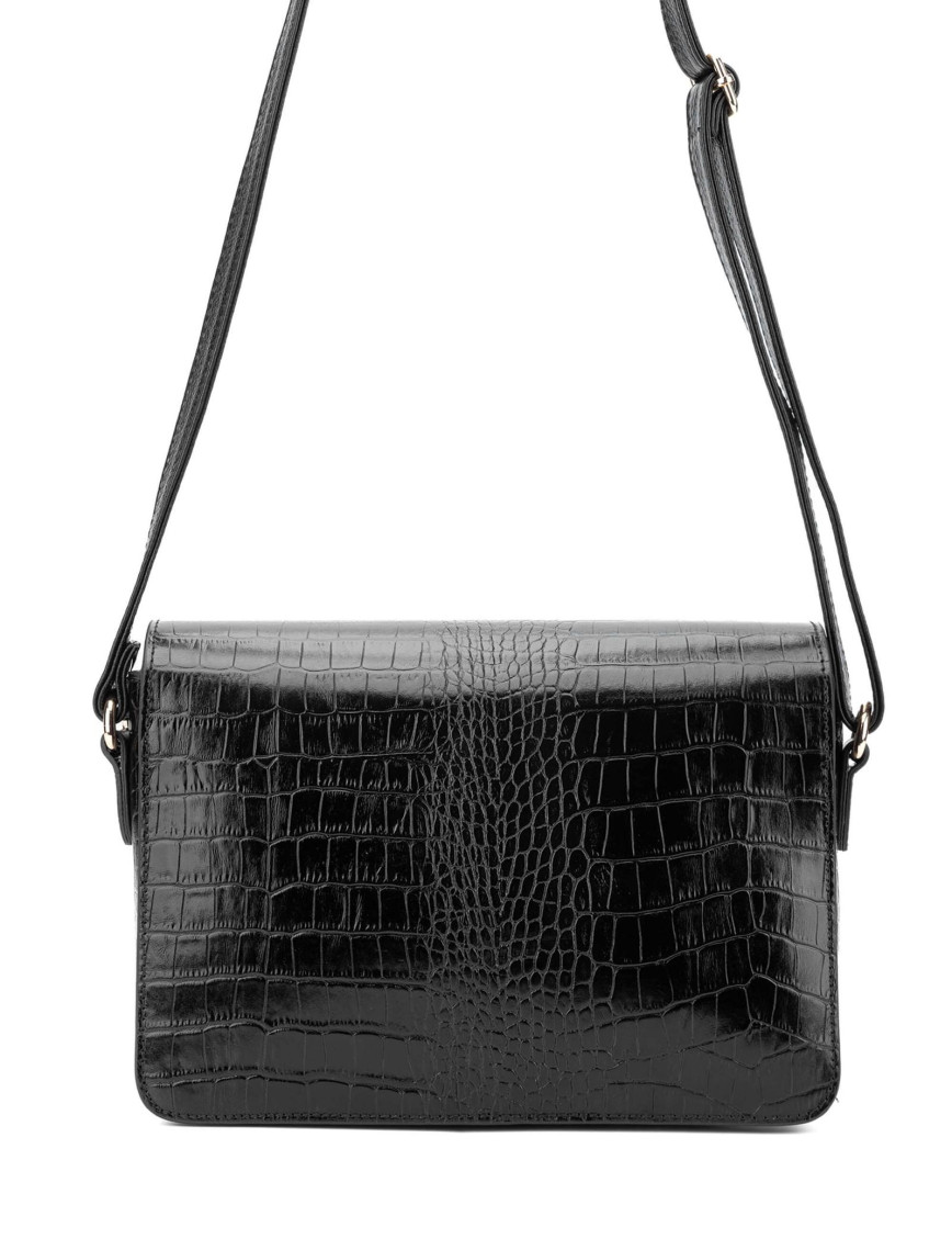 Tamer Tanca Kadın Hakiki Deri Siyah Kroko Postacı Çanta