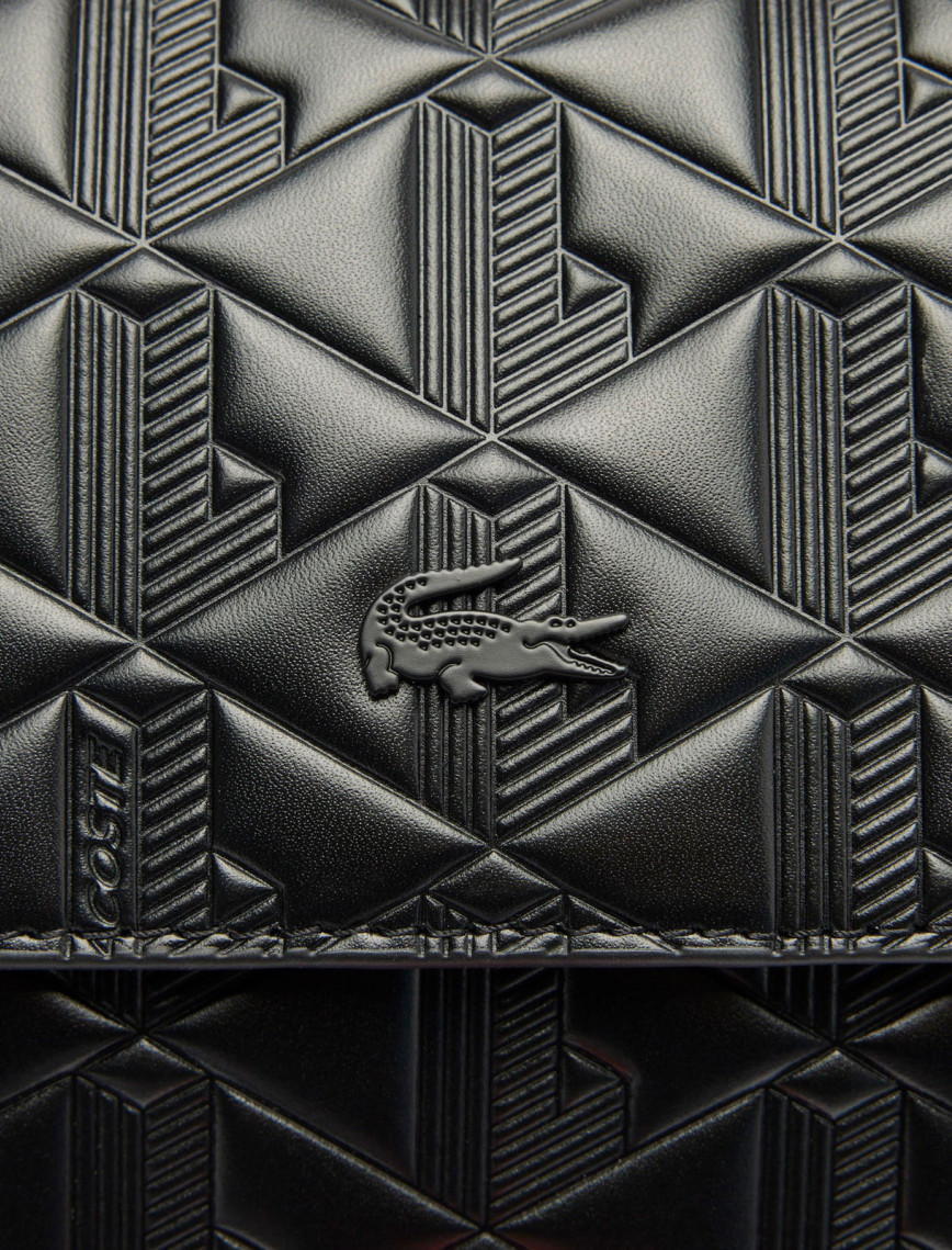 Lacoste Maheki Kadın Monogram Deri Siyah Omuz Çantası Lacoste Maheki Kadın Monogram Deri Siyah Omuz Çantası