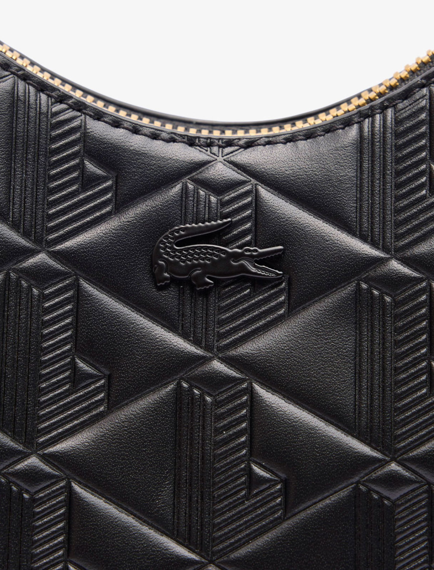 Lacoste Maheki Kadın Monogram Deri Siyah Omuz Çantası Lacoste Maheki Kadın Monogram Deri Siyah Omuz Çantası