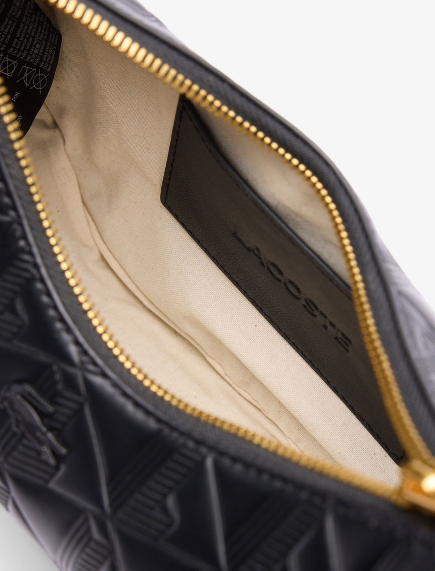 Lacoste Maheki Kadın Monogram Deri Siyah Omuz Çantası Lacoste Maheki Kadın Monogram Deri Siyah Omuz Çantası