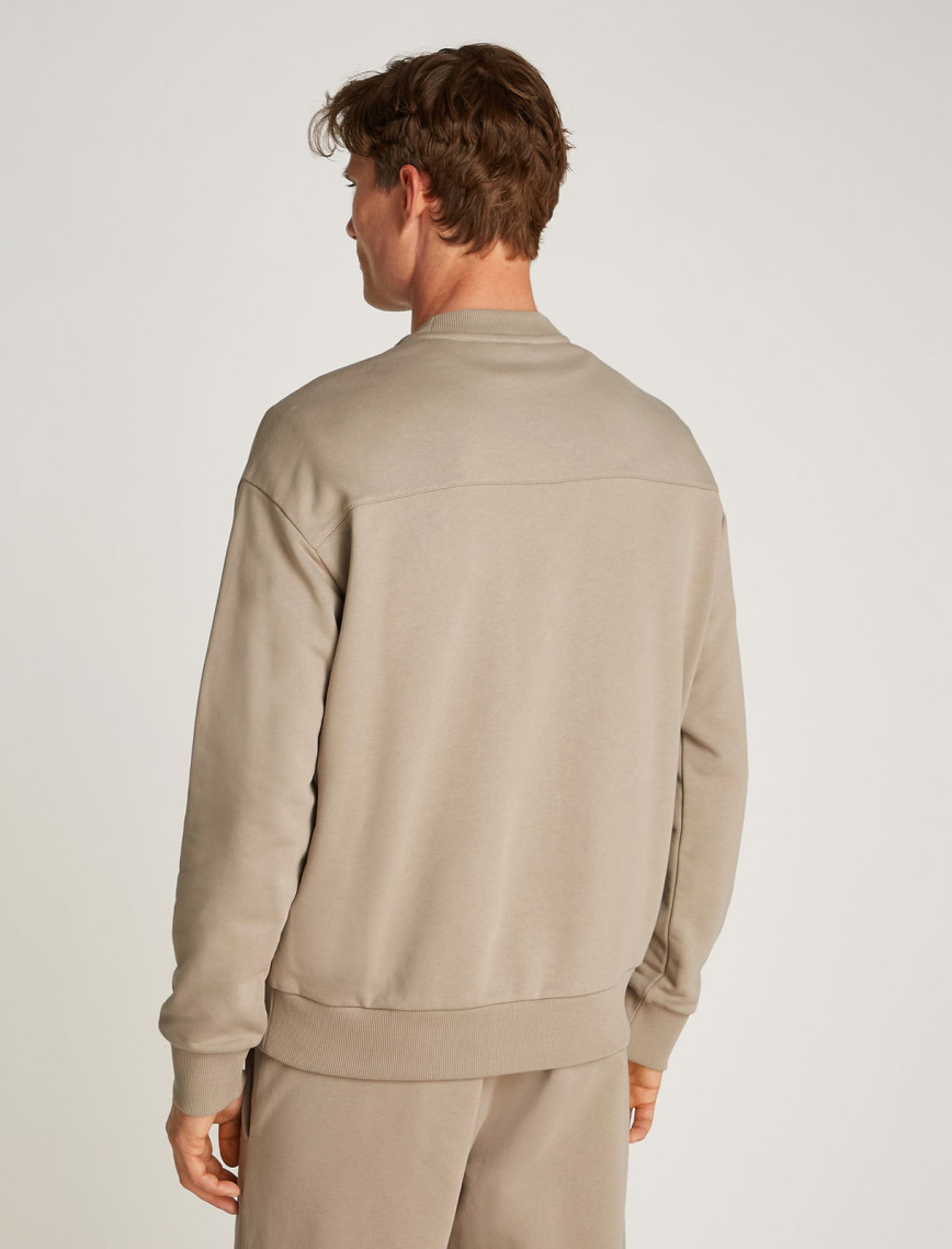 Calvin Klein Structured Embroidery Erkek Bej Sweatshirt Calvin Klein Structured Embroidery Erkek Bej Sweatshirt