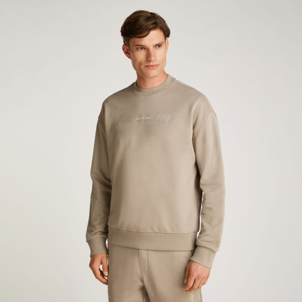 Calvin Klein Structured Embroidery Erkek Bej Sweatshirt Calvin Klein Structured Embroidery Erkek Bej Sweatshirt