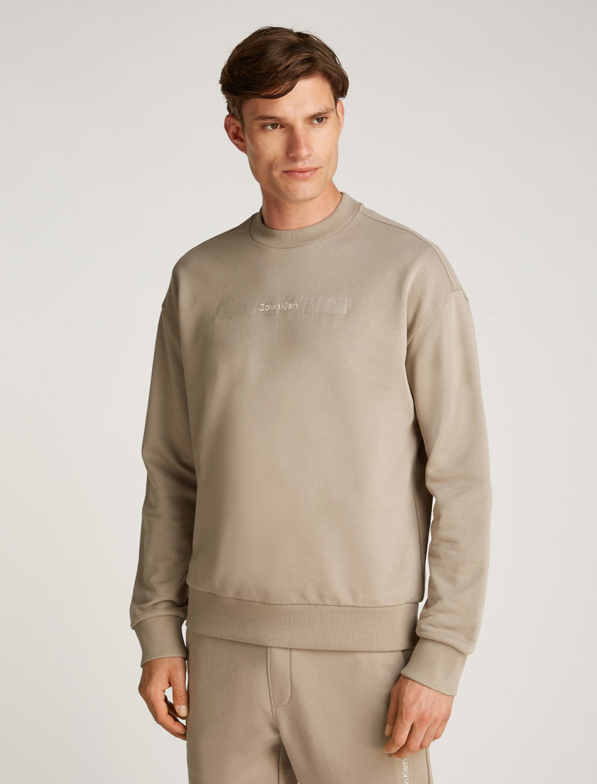 Calvin Klein Structured Embroidery Erkek Bej Sweatshirt Calvin Klein Structured Embroidery Erkek Bej Sweatshirt
