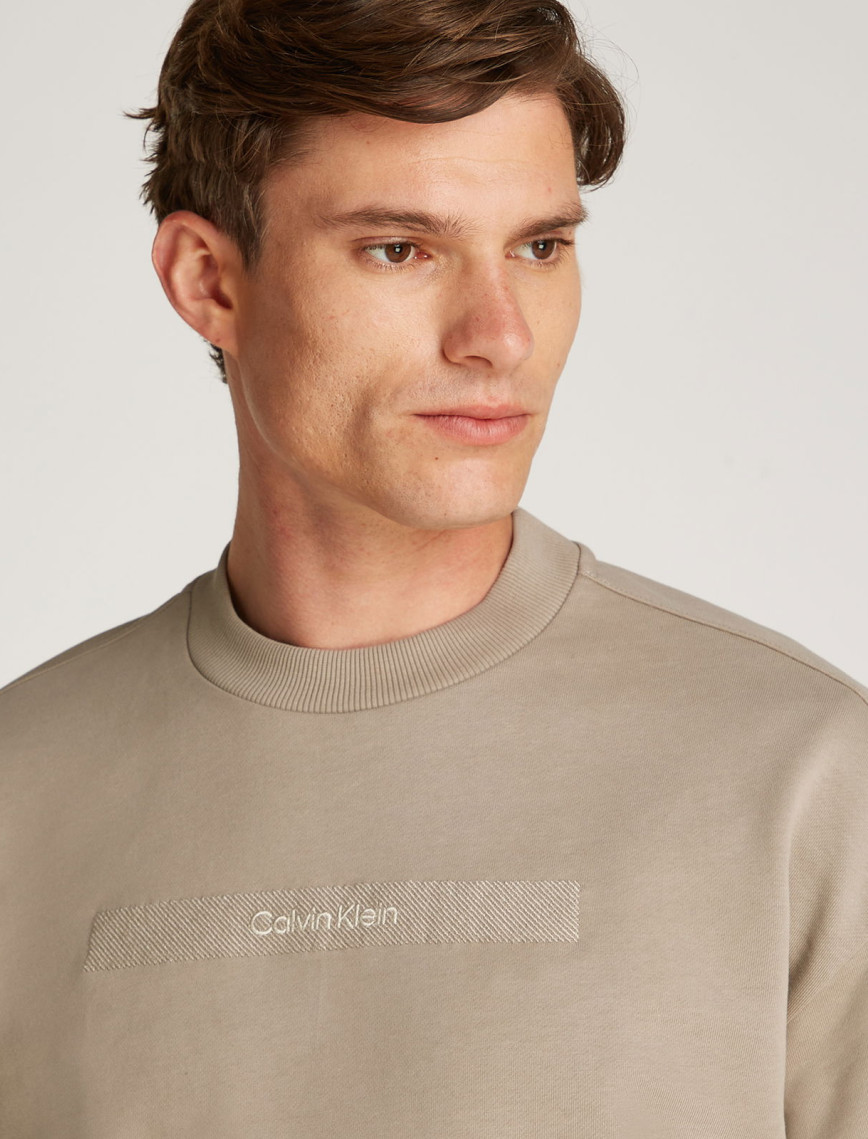 Calvin Klein Structured Embroidery Erkek Bej Sweatshirt Calvin Klein Structured Embroidery Erkek Bej Sweatshirt