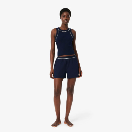 Lacoste Kadın Kolsuz Bisiklet Yaka Lacivert Pijama Takımı Lacoste Kadın Kolsuz Bisiklet Yaka Lacivert Pijama Takımı