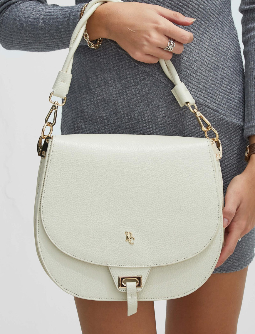 Tamer Tanca Kadın Hakiki Deri Bej Kol Çantası