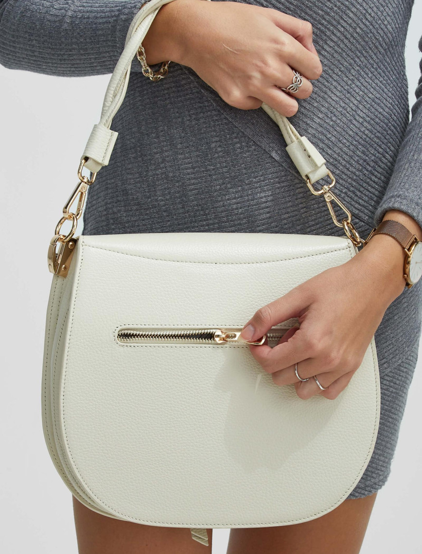 Tamer Tanca Kadın Hakiki Deri Bej Kol Çantası