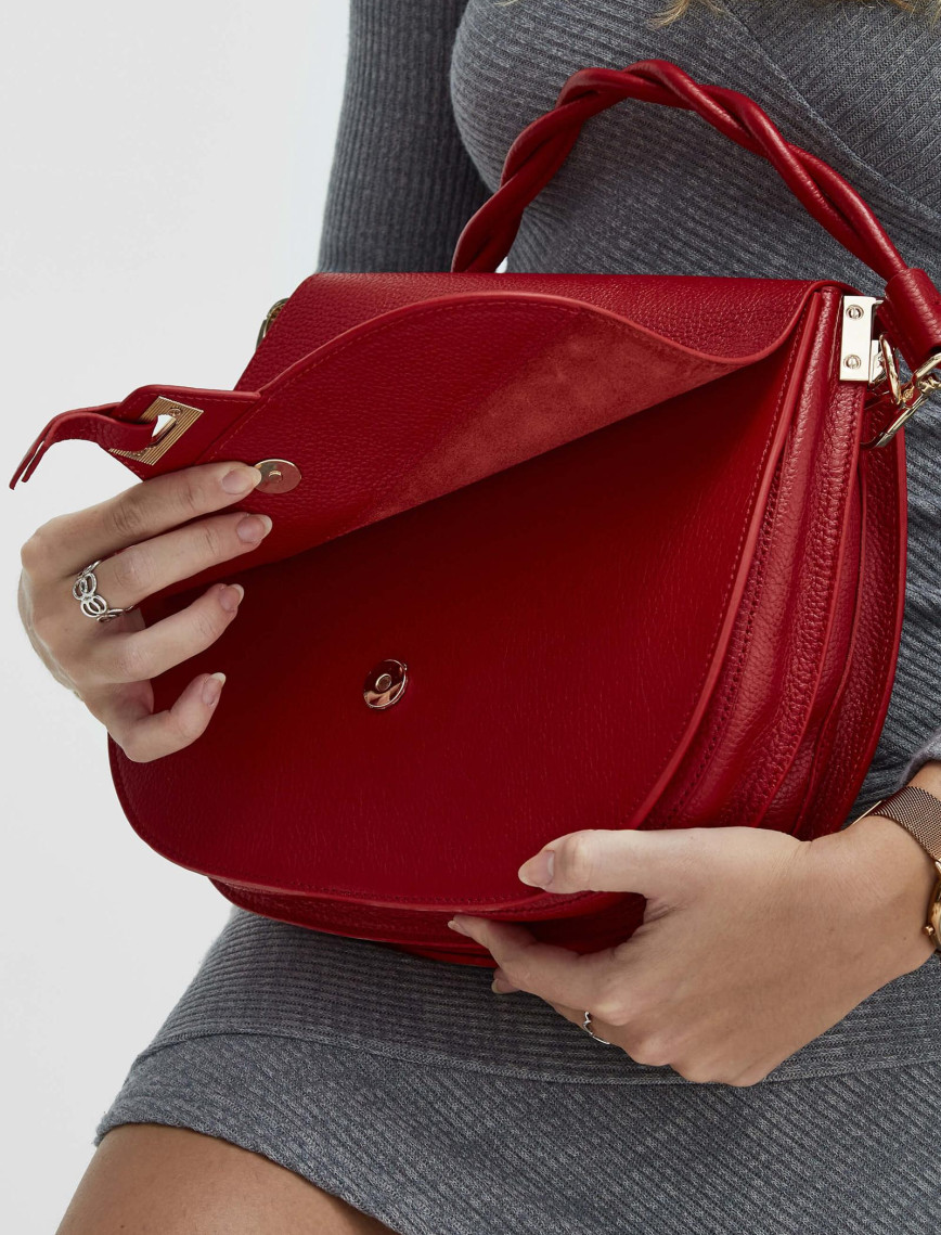 Tamer Tanca Kadın Hakiki Deri Kırmızı Kol Çantası