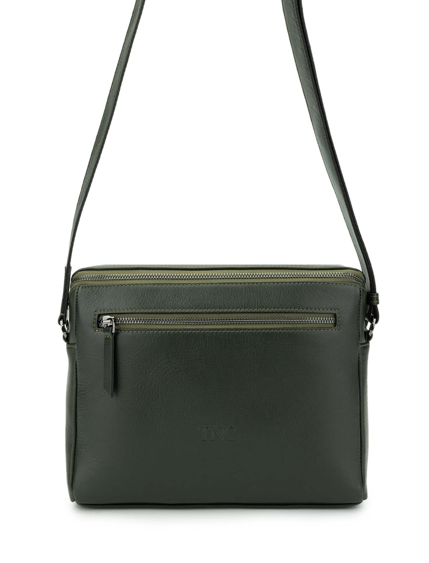 Tamer Tanca Erkek Hakiki Deri Yeşil Postacı Çanta