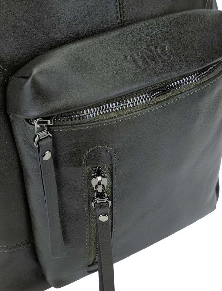 Tamer Tanca Erkek Hakiki Deri Yeşil Sırt Çantası