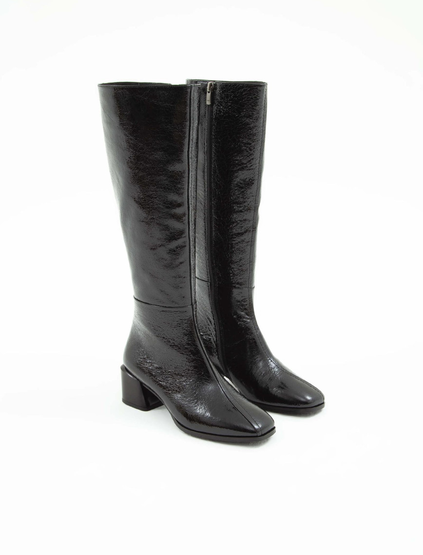 Tamer Tanca Kadın Hakiki Deri Siyah Rugan Topuklu Çizme Tamer Tanca Kadın Hakiki Deri Siyah Rugan Topuklu Çizme