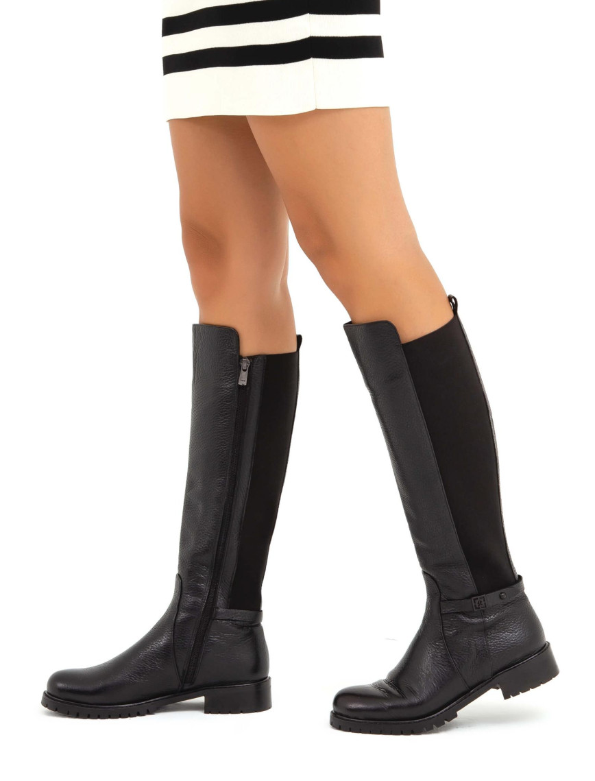 Tamer Tanca Kadın Hakiki Deri Siyah Floter Casual Çizme