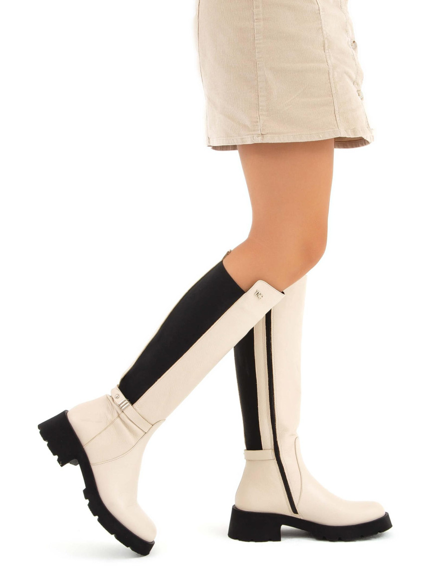 Tamer Tanca Kadın Hakiki Deri Bej Casual Çizme