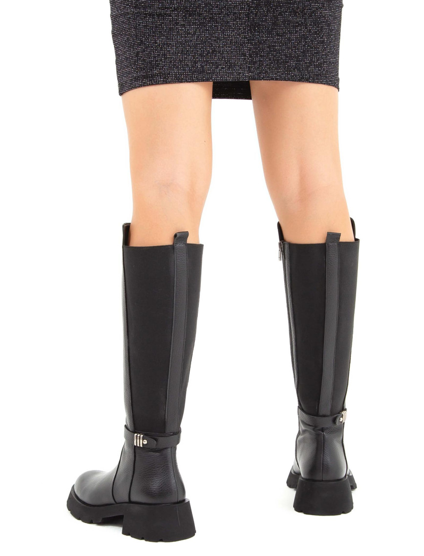 Tamer Tanca Kadın Hakiki Deri Siyah Floter Casual Çizme