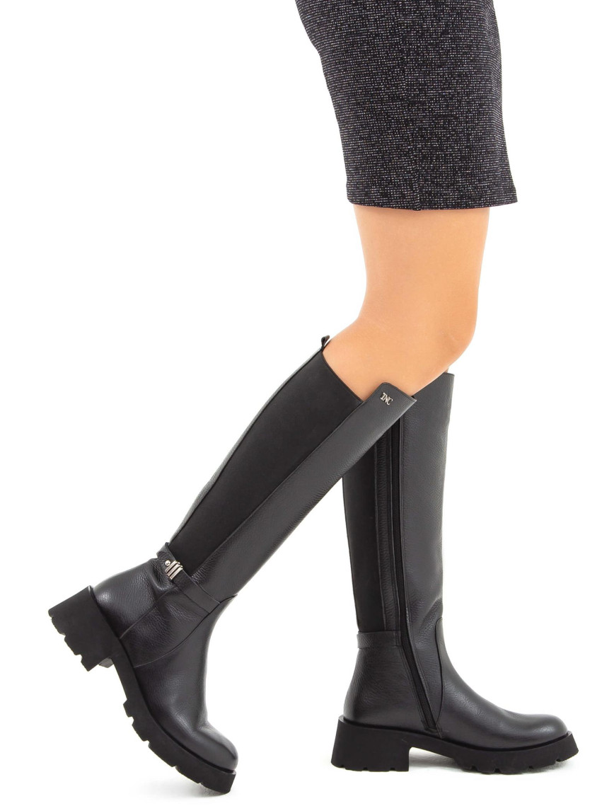 Tamer Tanca Kadın Hakiki Deri Siyah Floter Casual Çizme