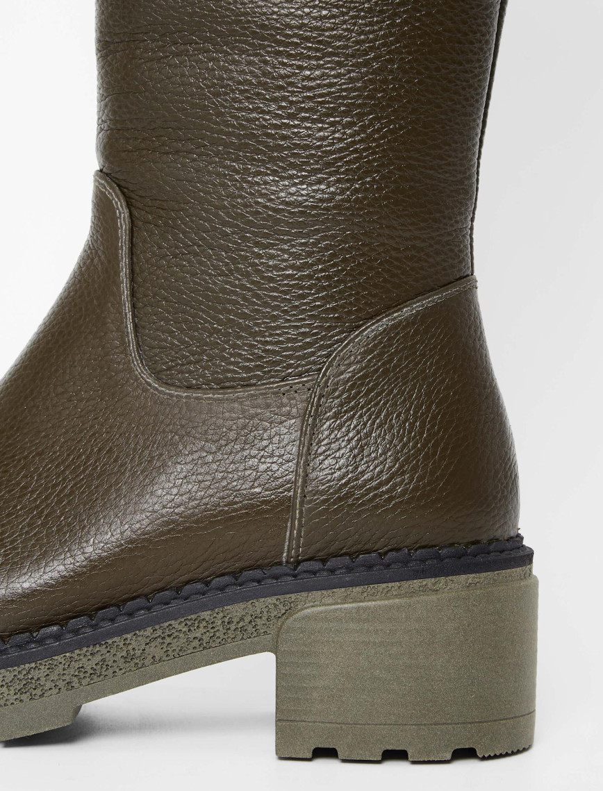 Tamer Tanca Kadın Hakiki Deri Haki Casual Çizme