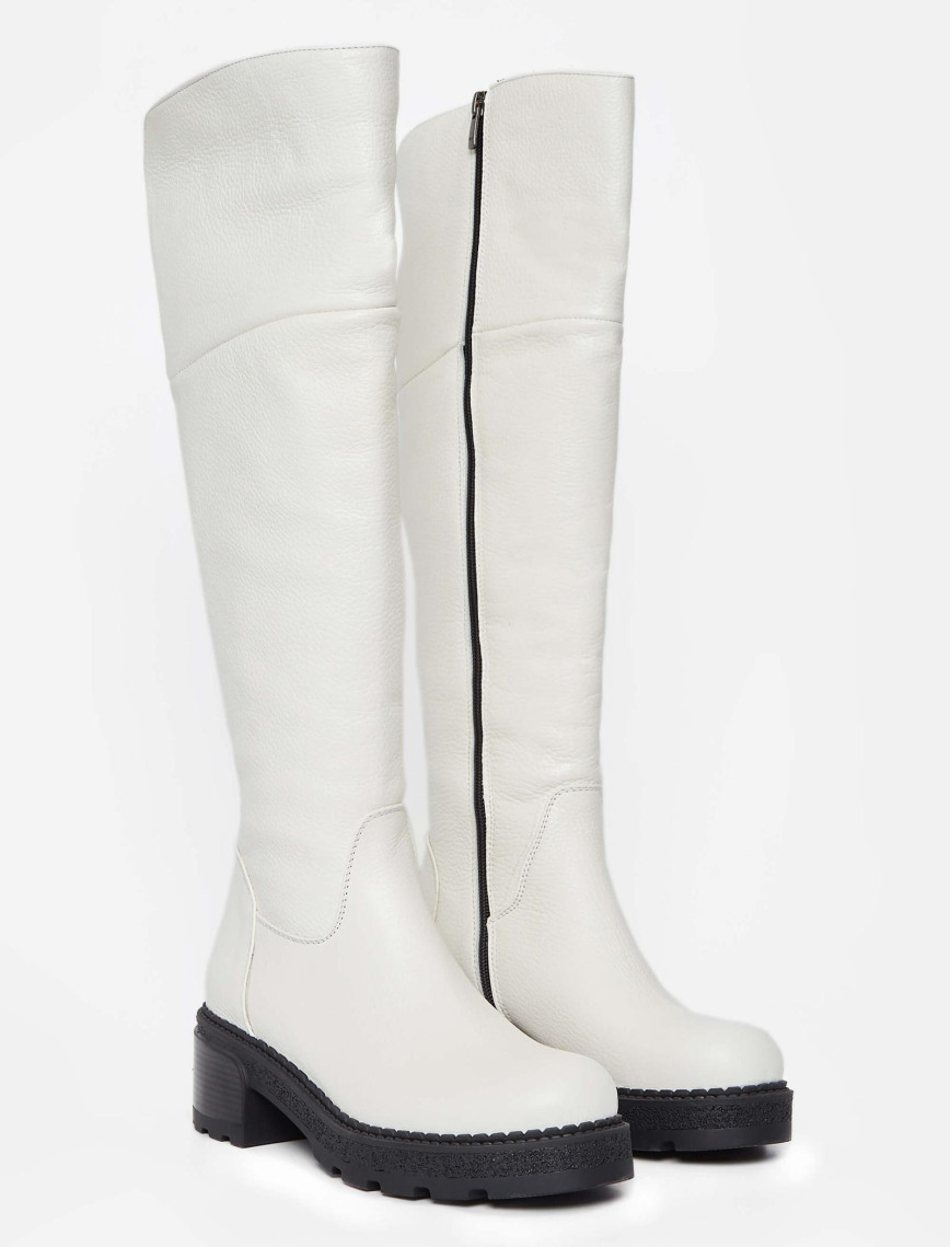 Tamer Tanca Kadın Hakiki Deri Kırık Beyaz Casual Çizme
