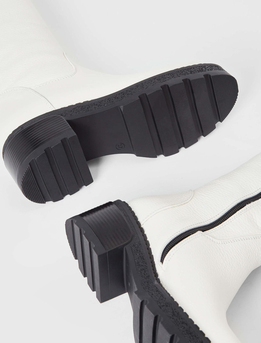 Tamer Tanca Kadın Hakiki Deri Kırık Beyaz Casual Çizme