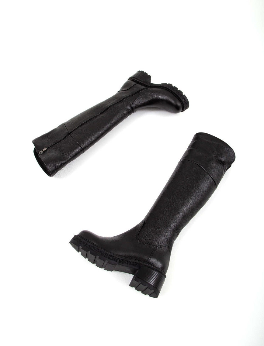 Tamer Tanca Kadın Hakiki Deri Siyah Floter Casual Çizme