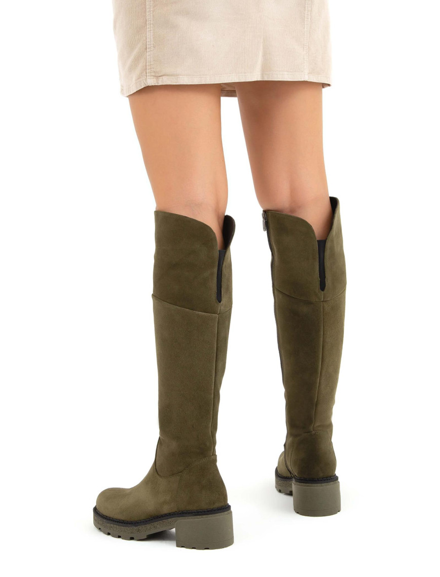 Tamer Tanca Kadın Hakiki Deri Yeşil Casual Çizme