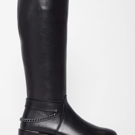 Tamer Tanca Kadın Hakiki Deri Siyah Deri Casual Çizme