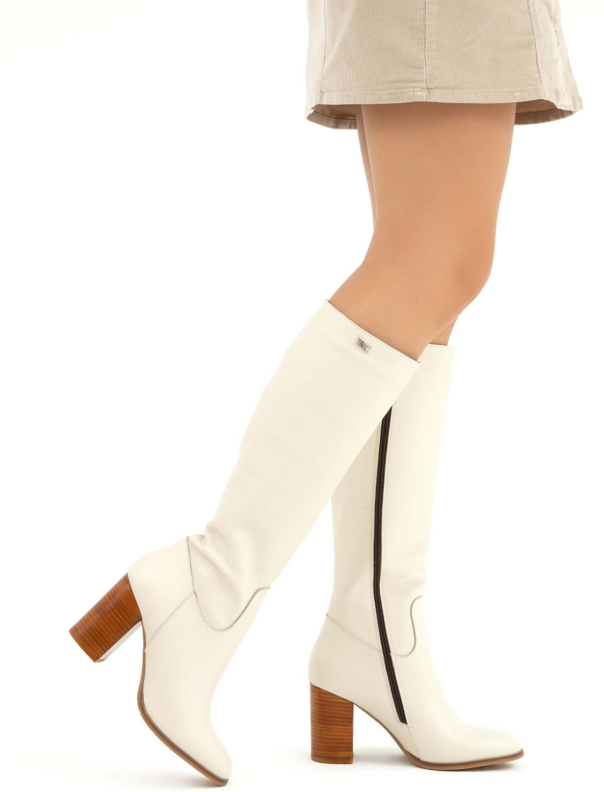 Tamer Tanca Kadın Hakiki Deri Bej Floter Klasik Çizme Tamer Tanca Kadın Hakiki Deri Bej Floter Klasik Çizme