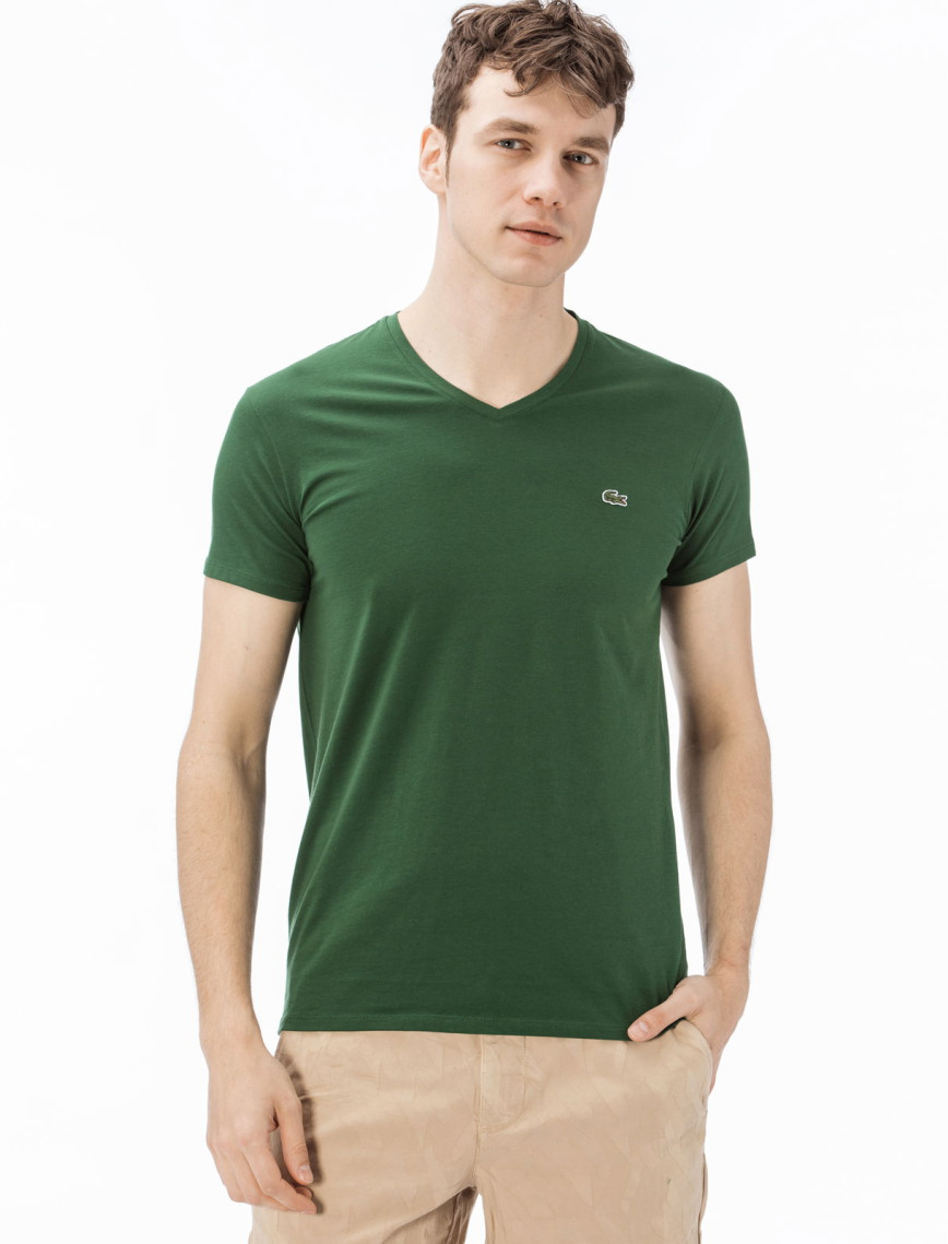 Lacoste Slim Fit V Yaka Beyaz T-Shirt Lacoste Slim Fit V Yaka Beyaz T-Shirt
