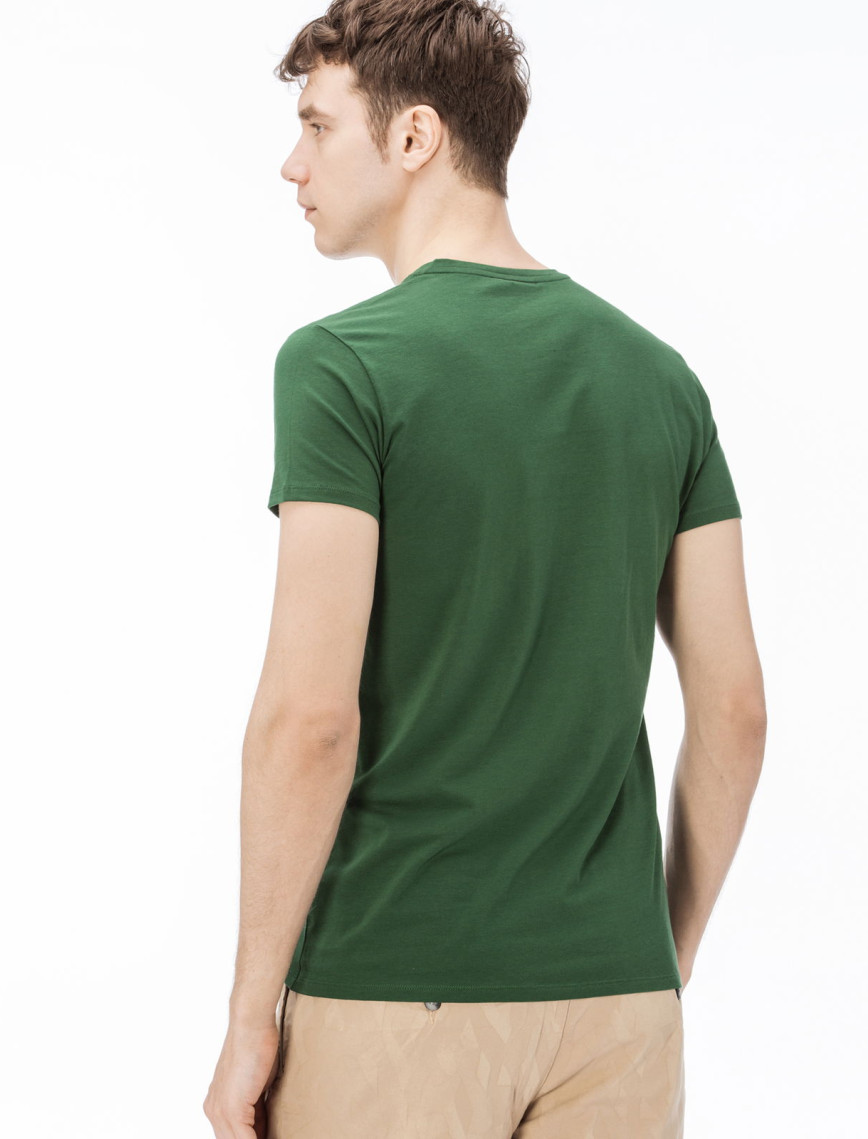 Lacoste Erkek Slim Fit V Yaka Yeşil T-Shirt Lacoste Erkek Slim Fit V Yaka Yeşil T-Shirt