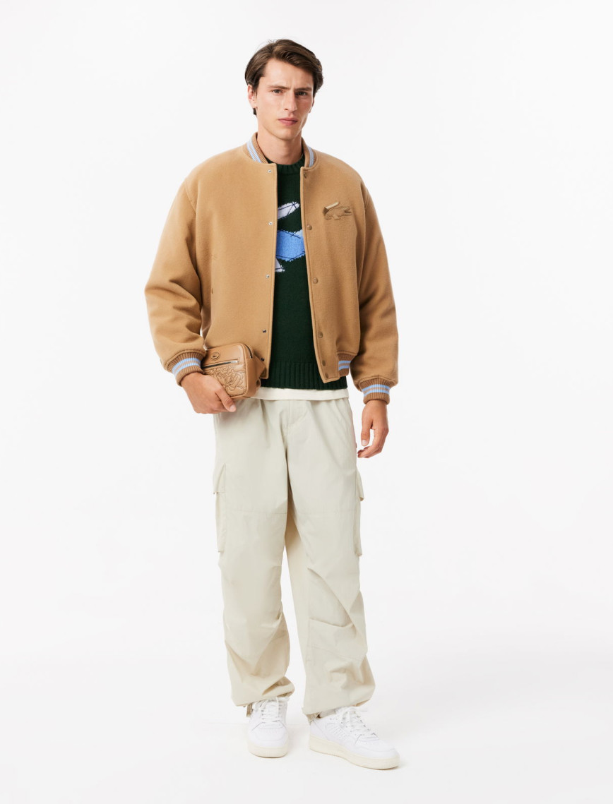 Lacoste Erkek Classic Fit Bisiklet Yaka Yün Siyah Kazak