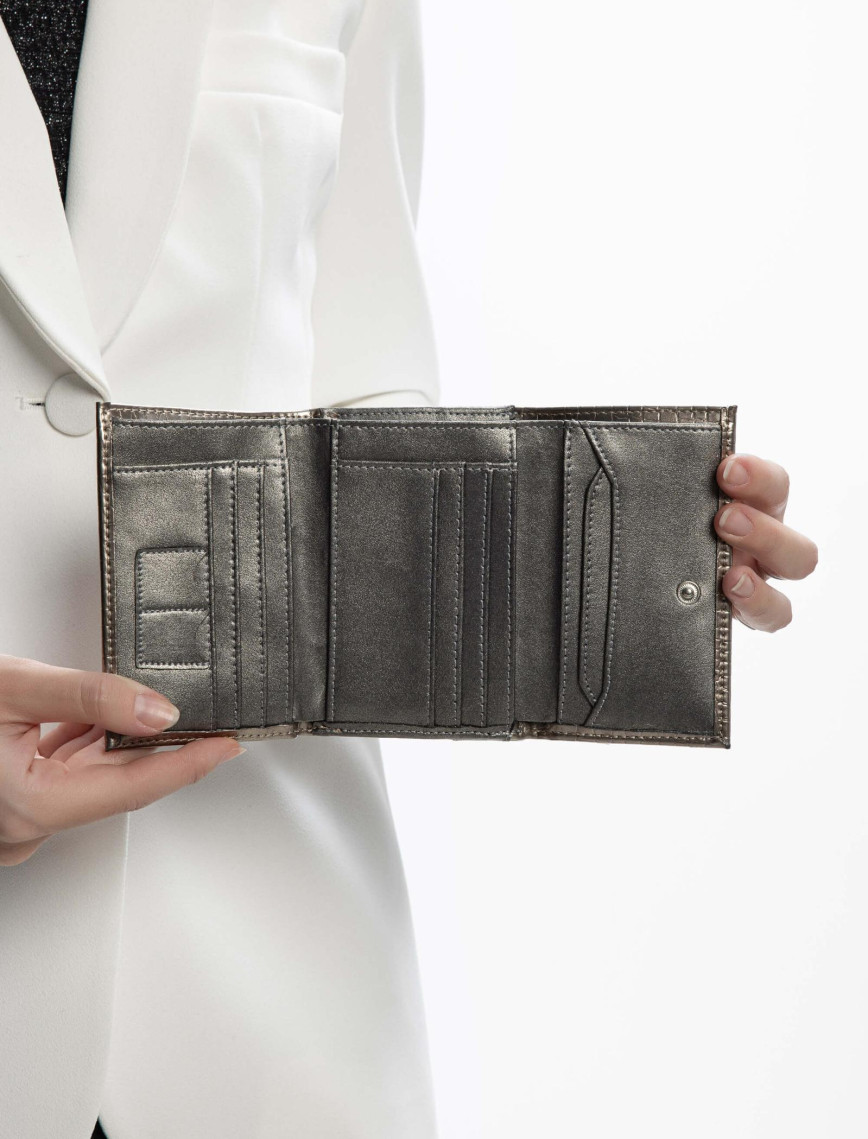 Tamer Tanca Kadın Vegan Antrasit Rugan Cüzdan Cuzdan