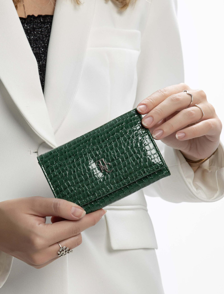 Tamer Tanca Kadın Vegan Yeşil Rugan Cüzdan Cuzdan