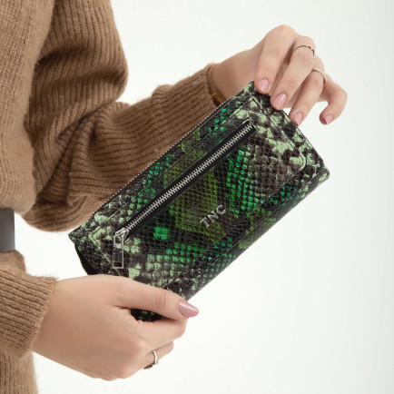 Tamer Tanca Kadın Hakiki Deri Yeşil Yılan Günlük Cuzdan