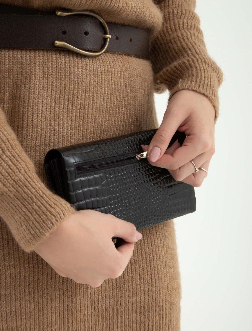 Tamer Tanca Kadın Hakiki Deri Siyah Kroko Günlük Cuzdan Tamer Tanca Kadın Hakiki Deri Siyah Kroko Günlük Cuzdan